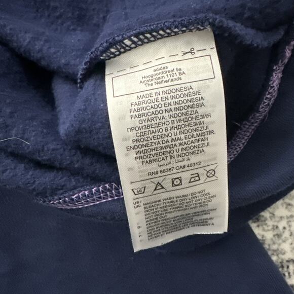 XL Adidas Womens Navy Blue w/ Purple Lining Sweatshirt Crewneck Sweater Oversize - Picture 9 of 11